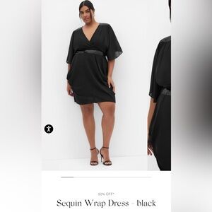 City Chic Black Sequin Wrap Dress